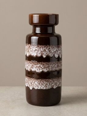Scheurich West Germany Vase 517-30 Brown White Ceramic Mid Century Vintage
